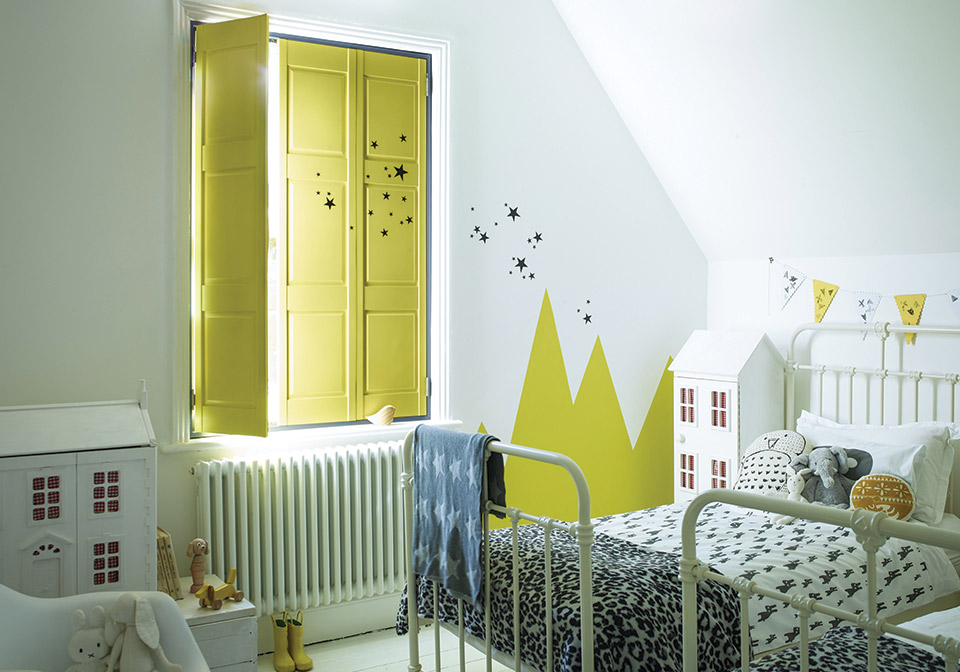 Solid Yellow Shutters for a Child's Bedroom